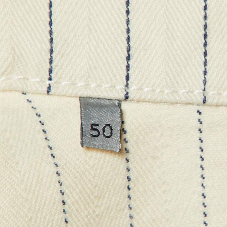 Pre Owned Dior Homme Cream Striped Cotton Button Front Jacket L