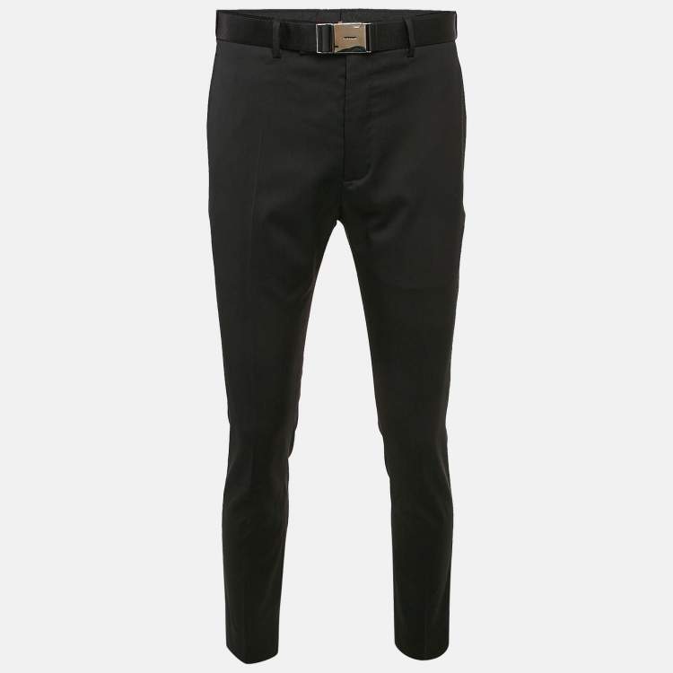 Pre Owned Dior Black Wool Belted Trousers M