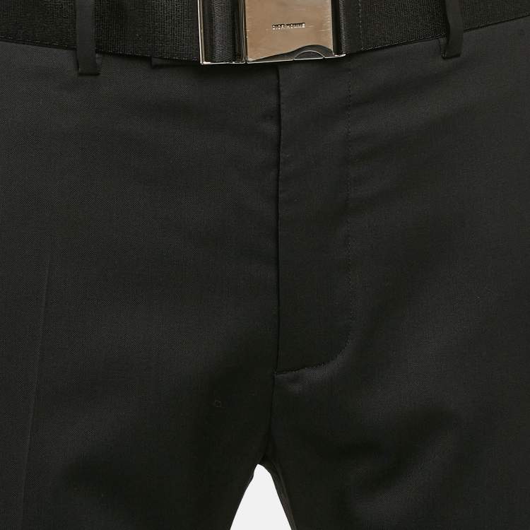 Pre Owned Dior Black Wool Belted Trousers M