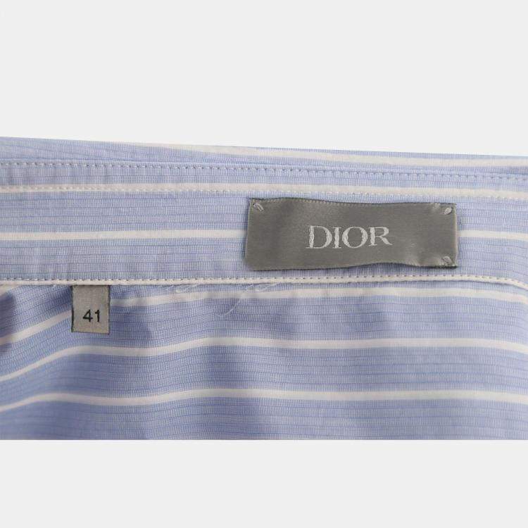 Pre Owned Dior Blue Cotton Stripes Button-Up Shirt FR Men 41