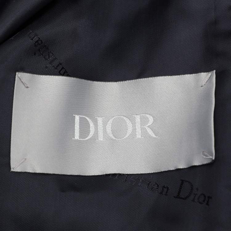 Pre Owned Dior Navy Blue Gabardine Double Breasted Belted Trench Coat L