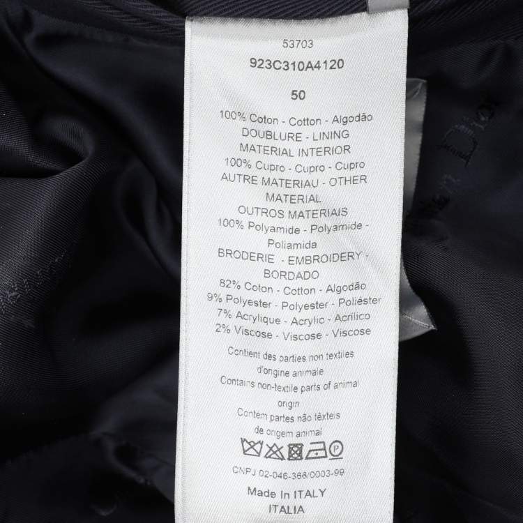 Pre Owned Dior Navy Blue Gabardine Double Breasted Belted Trench Coat L