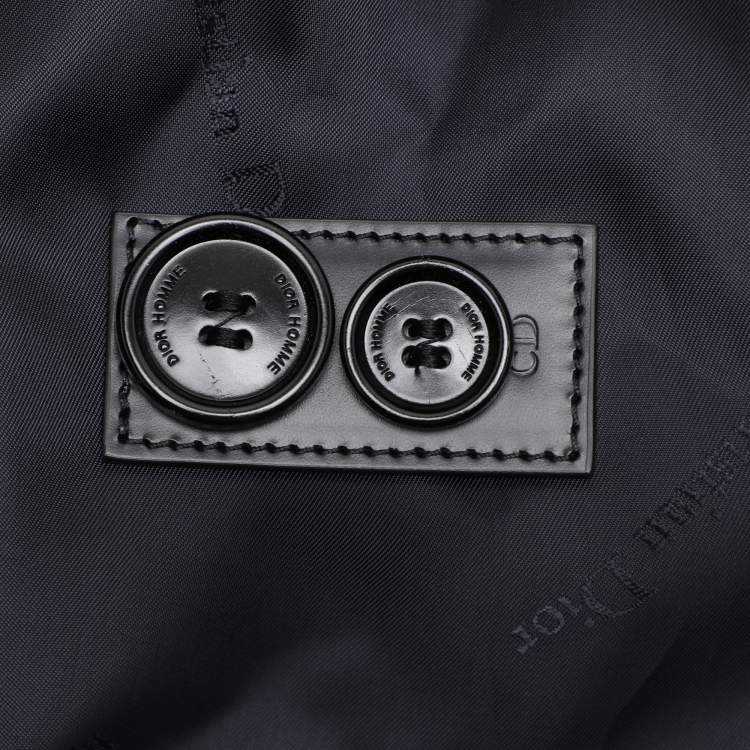 Pre Owned Dior Navy Blue Gabardine Double Breasted Belted Trench Coat L