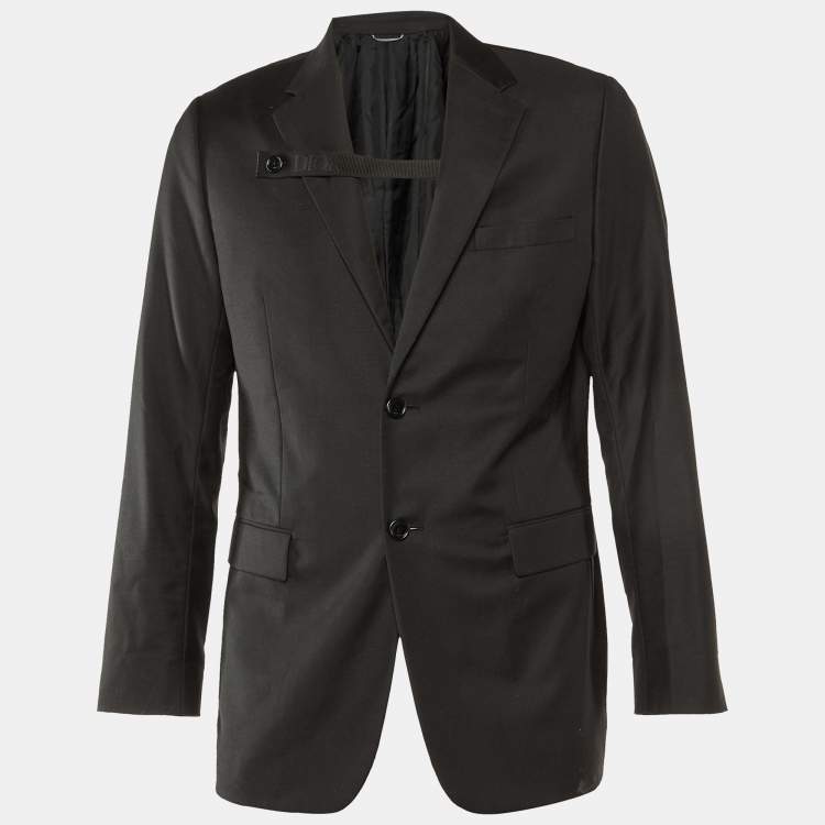 Pre Owned Dior Homme Black Wool Lapel Detail Tailored Blazer L