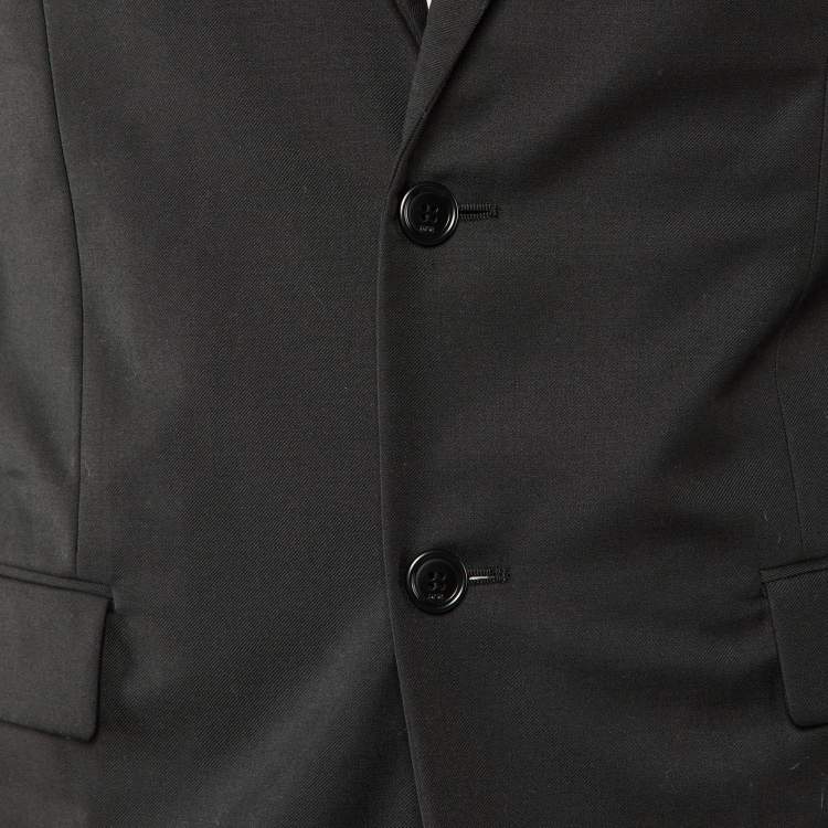 Pre Owned Dior Homme Black Wool Lapel Detail Tailored Blazer L