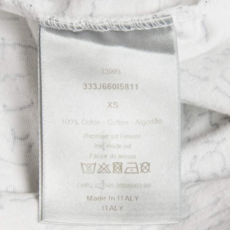Pre Owned Dior White Print Cotton Round Neck T-Shirt XS