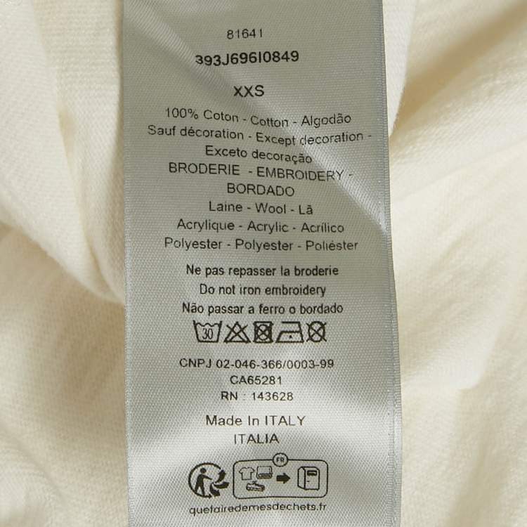 Pre Owned Dior Homme White Embroidered Cotton T-Shirt XXS
