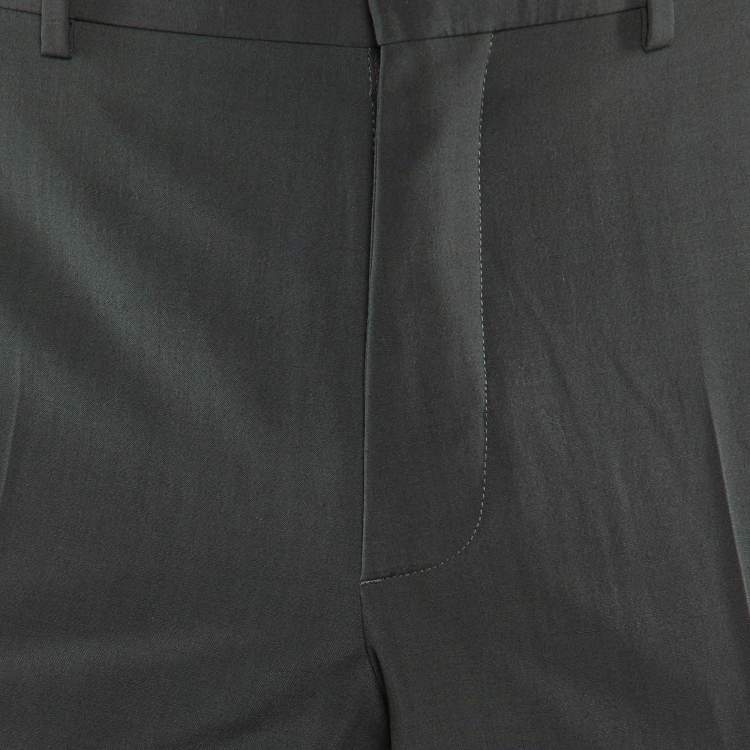 Pre Owned Dior Homme Grey Wool Contrast Detail Pants M