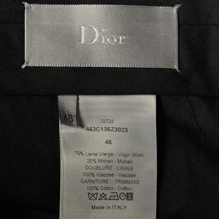 Pre Owned Dior Homme Grey Wool Contrast Detail Pants M