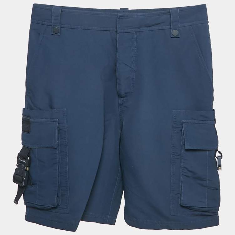 Pre Owned Dior Homme Navy Blue Synthetic Blend Cargo Shorts M