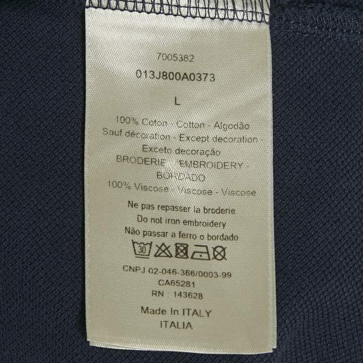 Pre Owned Dior Homme Navy Blue Cotton CD Icon Polo T-Shirt L