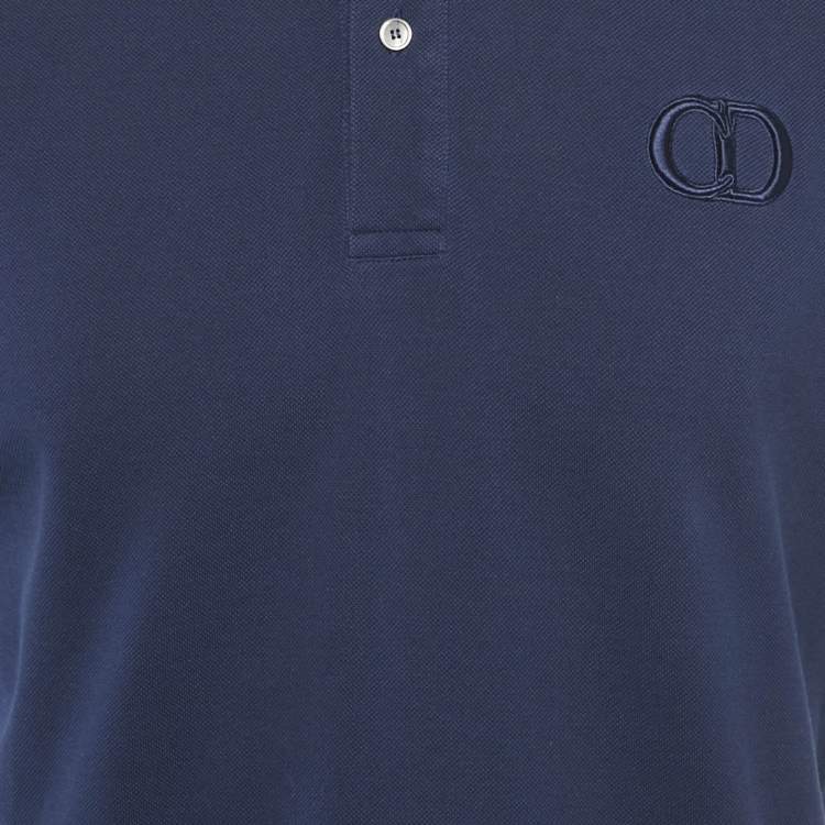 Pre Owned Dior Homme Navy Blue Cotton CD Icon Polo T-Shirt L