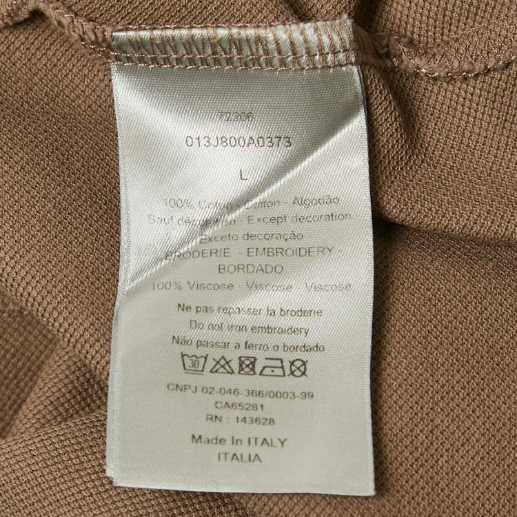 Pre Owned Dior Brown Cotton Pique Embroidered Logo Polo T-Shirt L