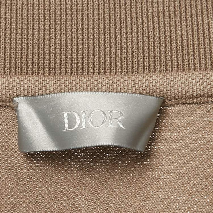 Pre Owned Dior Brown Cotton Pique Embroidered Logo Polo T-Shirt L