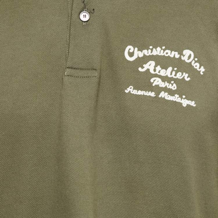 Pre Owned Dior Homme Green Logo Embroider Cotton Polo T-shirt XXXL
