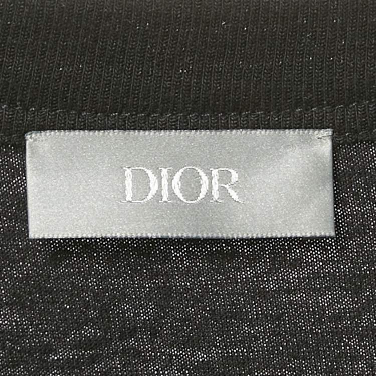 Pre Owned Dior Black Printed Logo Cotton Knit Crew Neck T-Shirt M