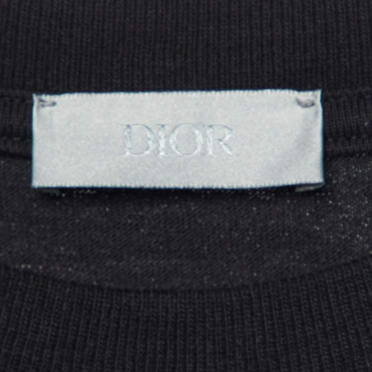 Pre Owned Dior Homme Black Cotton Knit Logo Embroidered Oversized T-Shirt S