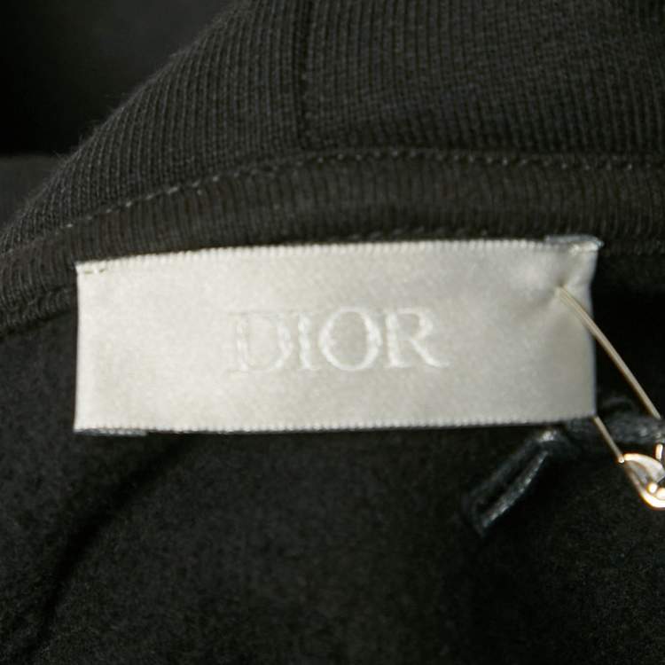 Pre Owned Dior Homme Black Logo Print Cotton Knit Hoodie XL