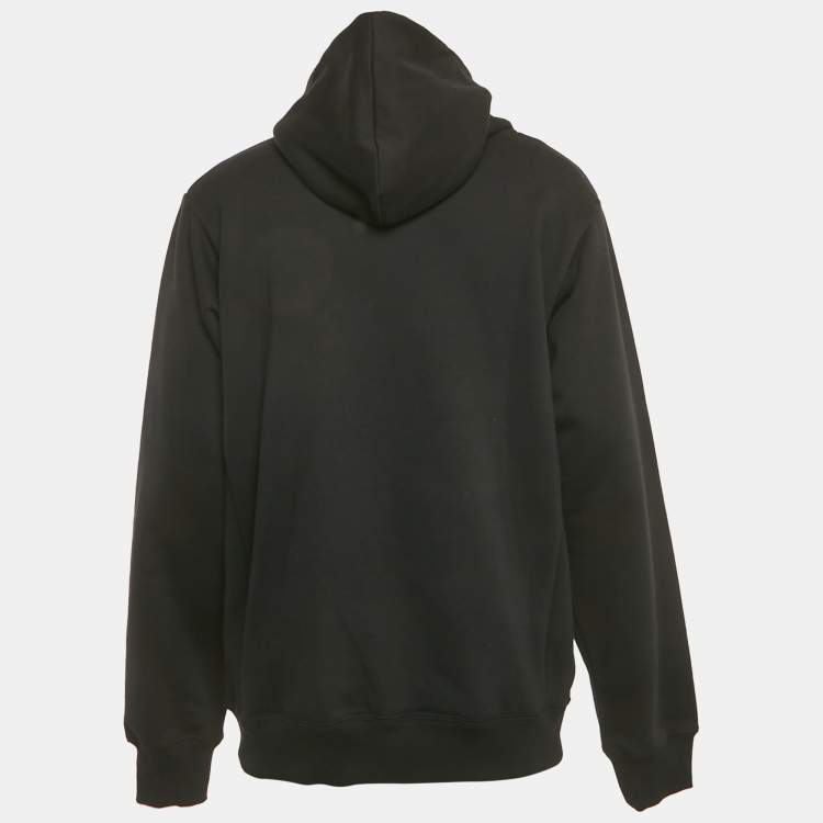 Pre Owned Dior Homme Black Logo Print Cotton Knit Hoodie XL