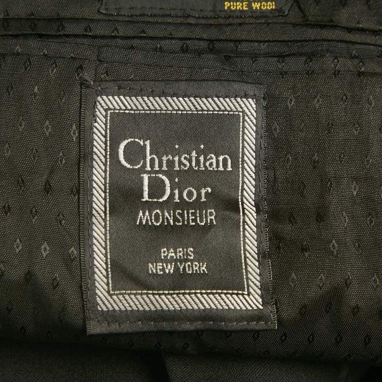 Pre Owned Christian Dior Vintage Black Wool Tailored Blazer 4XL