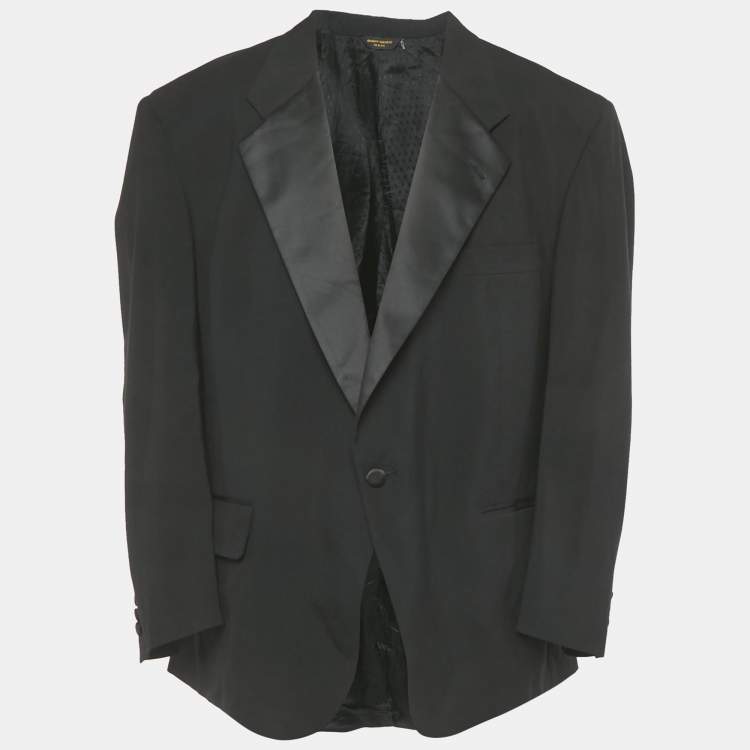 Pre Owned Christian Dior Vintage Black Wool Tailored Blazer 4XL