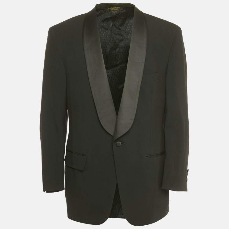 Pre Owned Christian Dior Monsieur Vintage Black Wool Tuxedo Blazer L