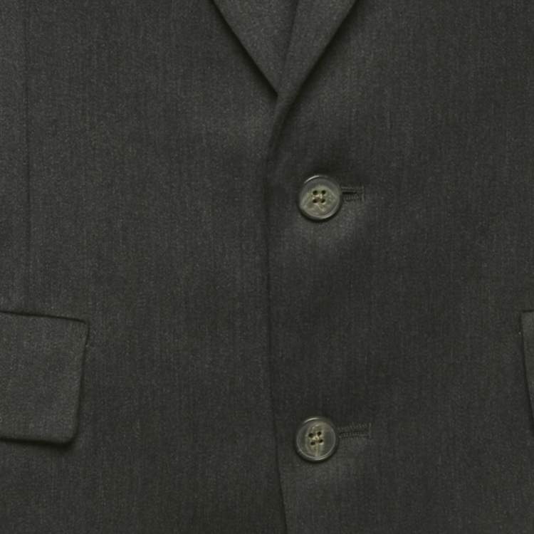 Pre Owned Christian Dior Le Connaisseur Vintage Dark Grey Wool Single Breasted Blazer XL