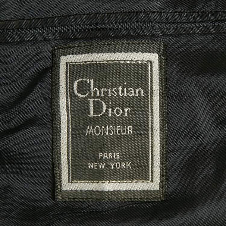 Pre Owned Christian Dior Monsieur Vintage Navy Blue Wool Single Breasted Blazer L