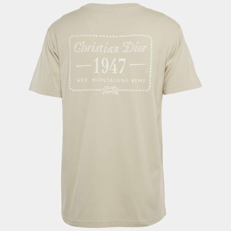 Pre Owned Dior Homme Beige 1947 Logo Embroidered Cotton T-Shirt S