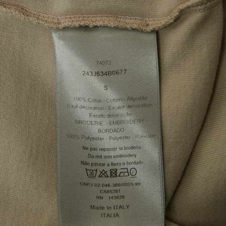 Pre Owned Dior Homme Beige 1947 Logo Embroidered Cotton T-Shirt S