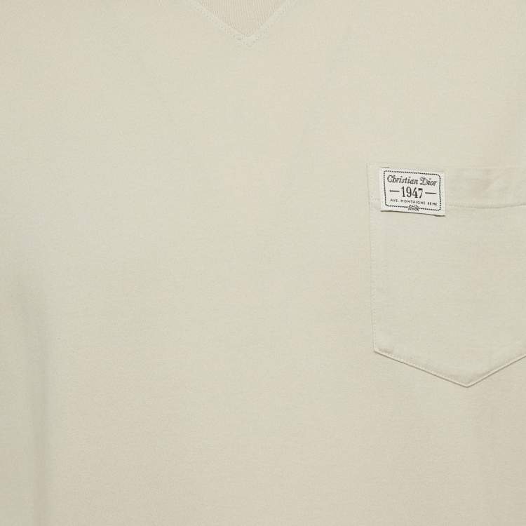 Pre Owned Dior Homme Beige 1947 Logo Embroidered Cotton T-Shirt S
