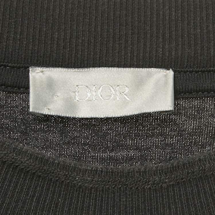 Pre Owned Dior Homme Black CD Embroidered Cotton T-Shirt M