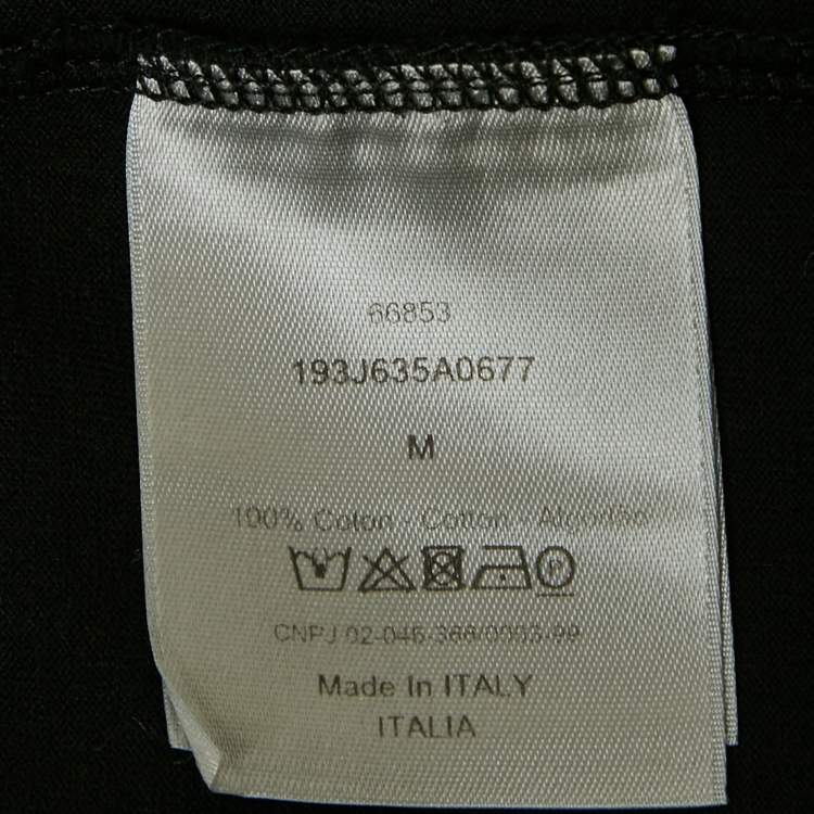 Pre Owned Dior Homme Black CD Embroidered Cotton T-Shirt M