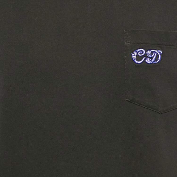 Pre Owned Dior Homme Black CD Embroidered Cotton T-Shirt M