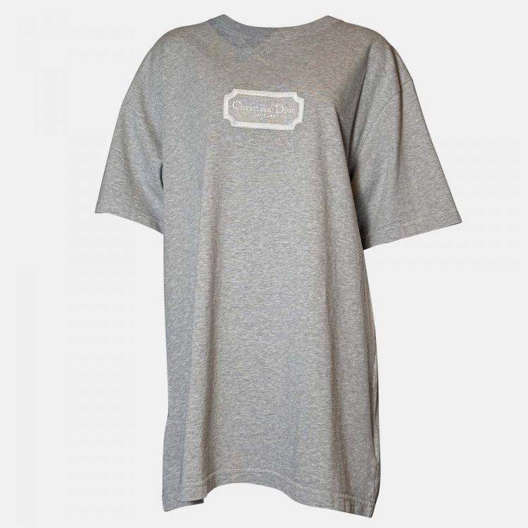Pre Owned Dior Couture Grey Embroidery T-Shirt XL