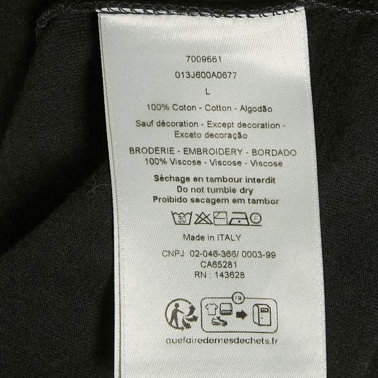 Pre Owned Dior Homme Black CD Icon Embroidered Cotton T-Shirt L