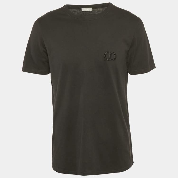 Pre Owned Dior Homme Black CD Icon Embroidered Cotton T-Shirt L
