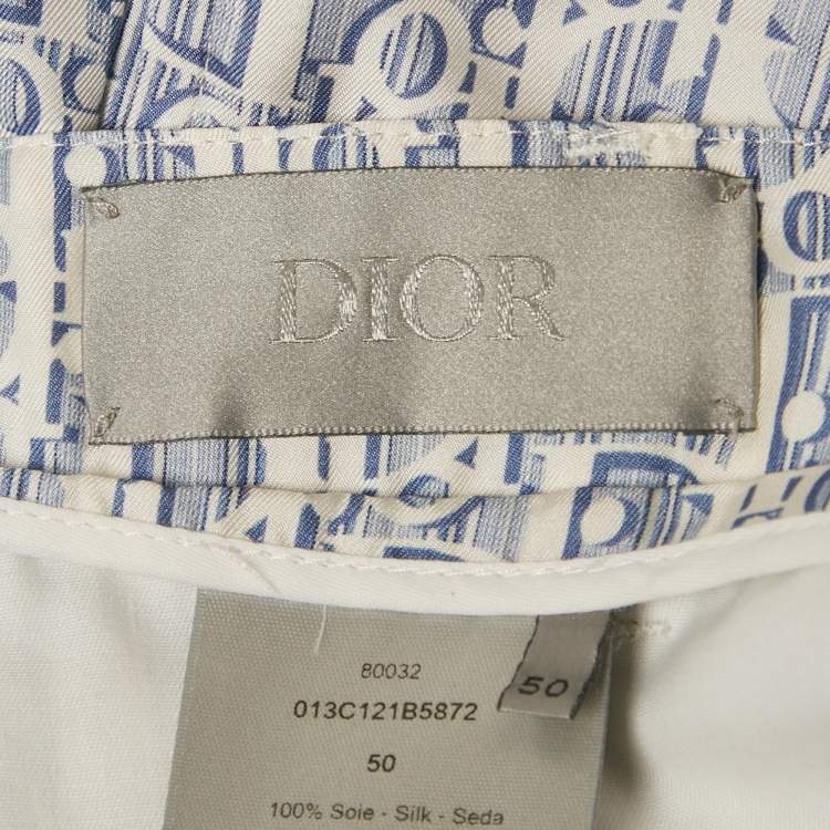 Pre Owned Dior Homme Blue Oblique Silk Bermuda Shorts L