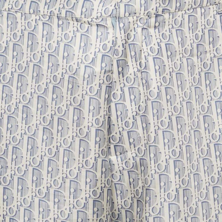 Pre Owned Dior Homme Blue Oblique Silk Bermuda Shorts L