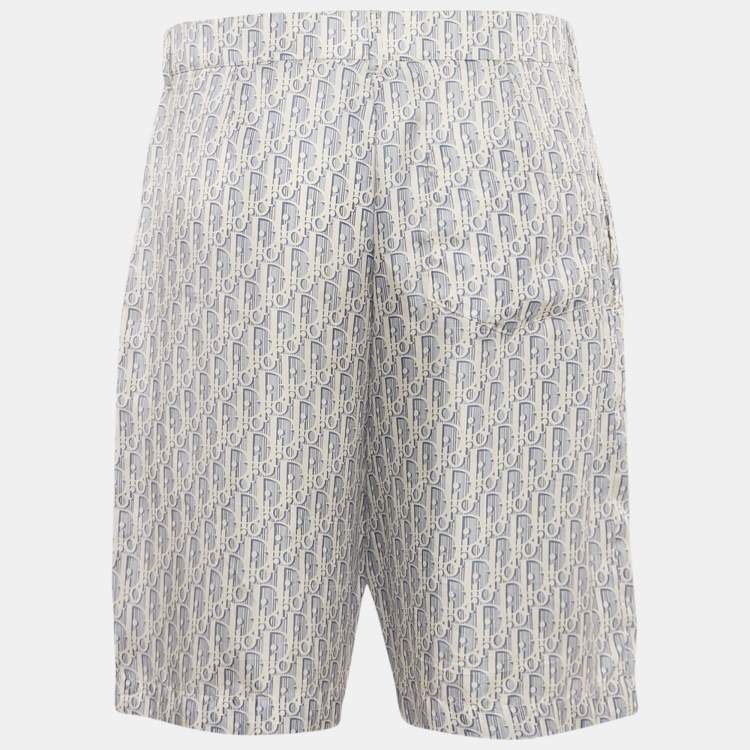 Pre Owned Dior Homme Blue Oblique Silk Bermuda Shorts L