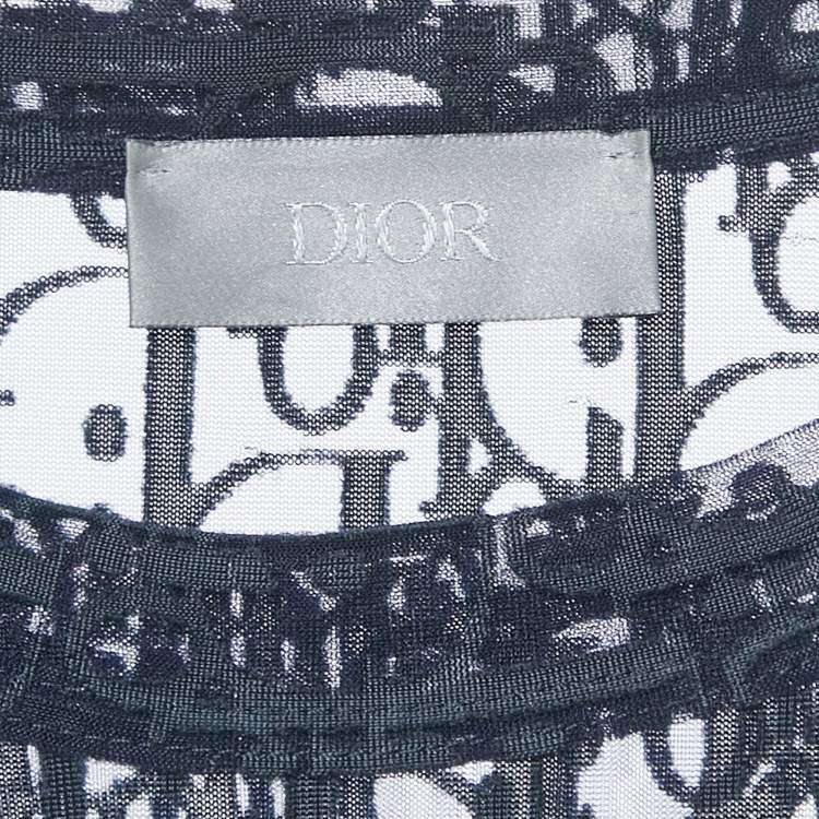 Pre Owned Dior Homme Navy Blue Oblique Jersey Sheer T-Shirt M