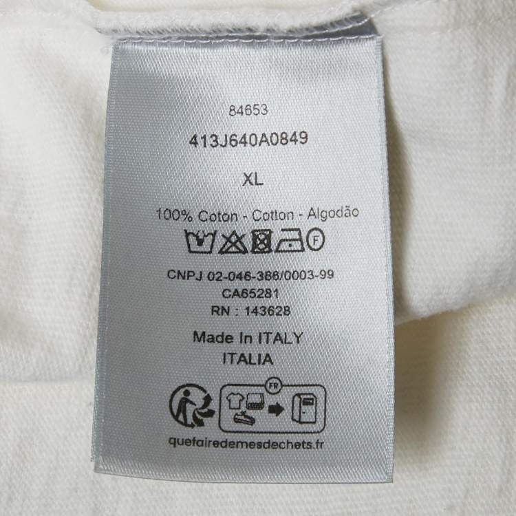 Pre Owned Dior Homme Off White/Black CD 47 Cotton T-Shirt XL