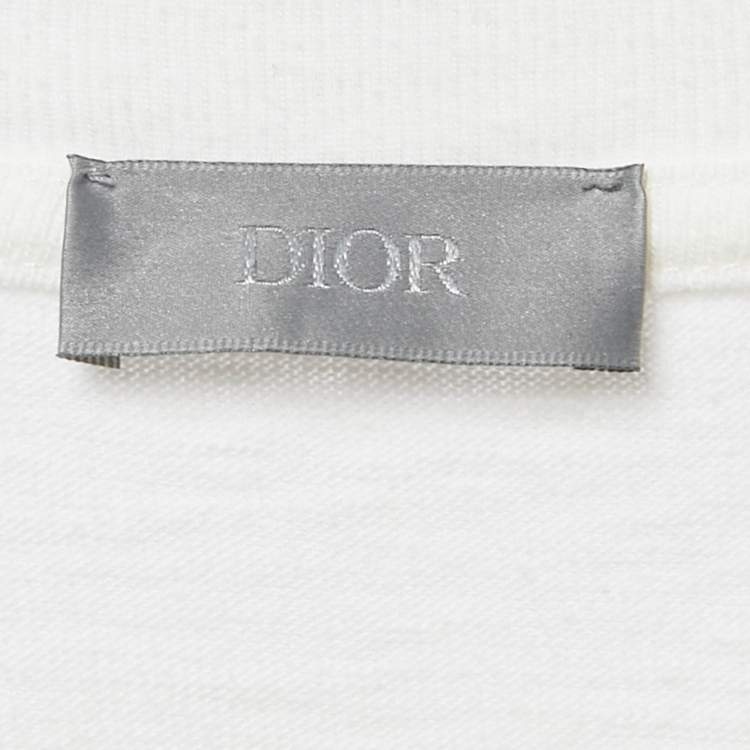 Pre Owned Dior Homme Off White/Black CD 47 Cotton T-Shirt XL