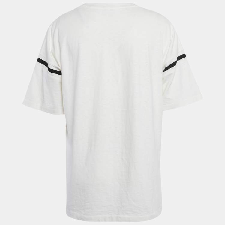 Pre Owned Dior Homme Off White/Black CD 47 Cotton T-Shirt XL