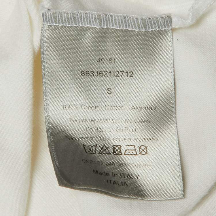 Pre Owned تي شيرت ديور هوم قطن أبيض مطبوع شعار مقاس صغير