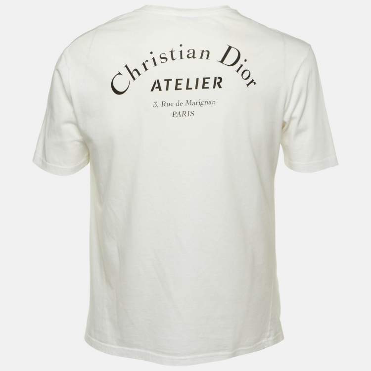 Pre Owned تي شيرت ديور هوم قطن أبيض مطبوع شعار مقاس صغير