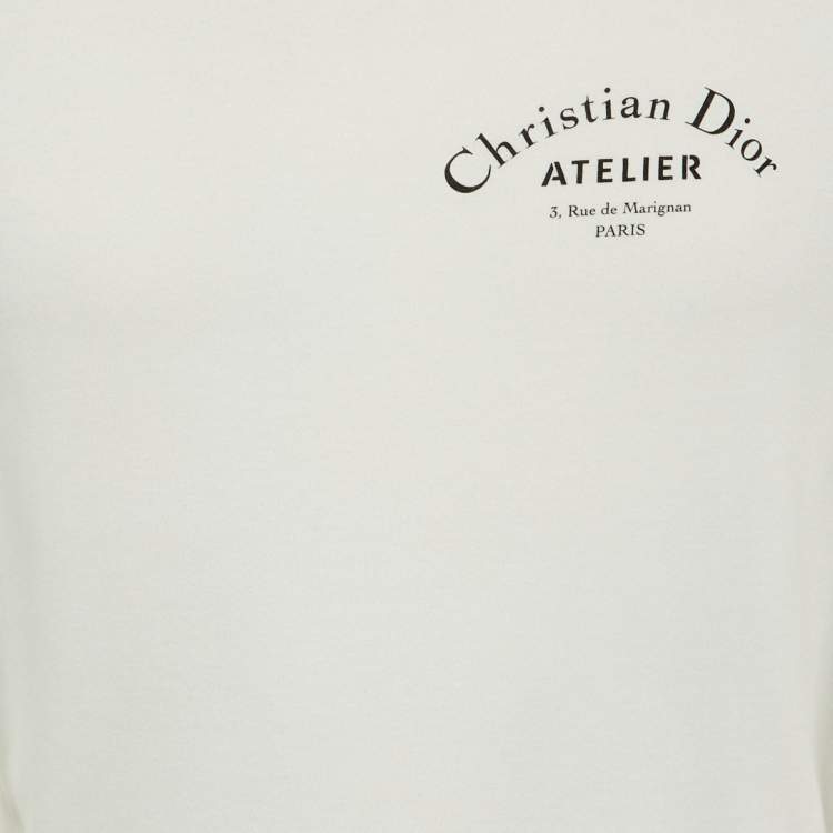 Pre Owned تي شيرت ديور هوم قطن أبيض مطبوع شعار مقاس صغير