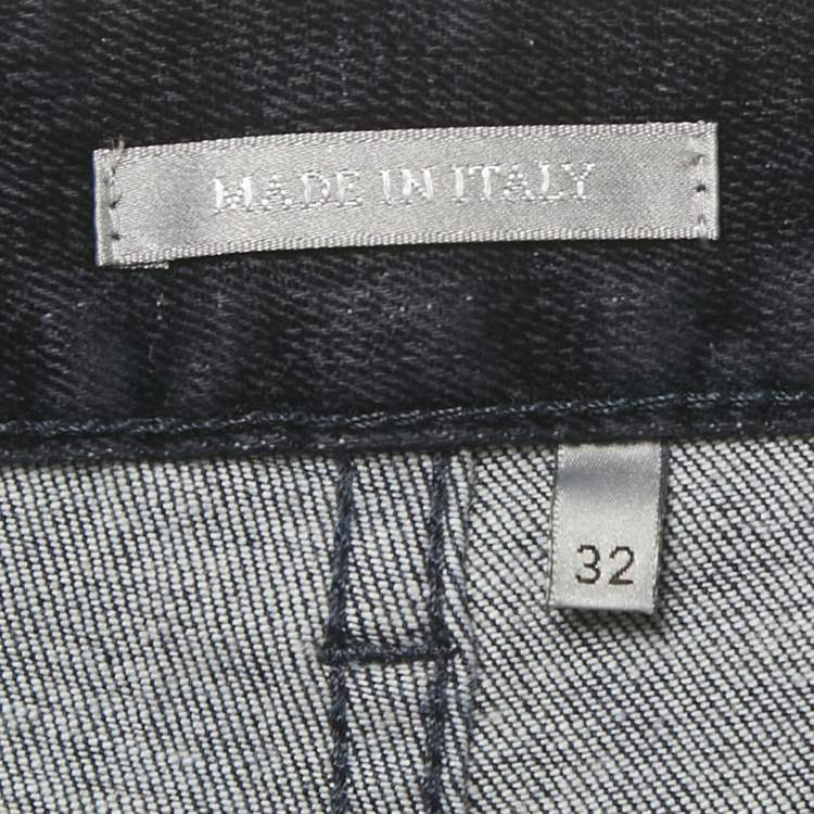 Pre Owned Dior Velvet Logo Embroidered Slim Fit Jeans M Waist 32 "