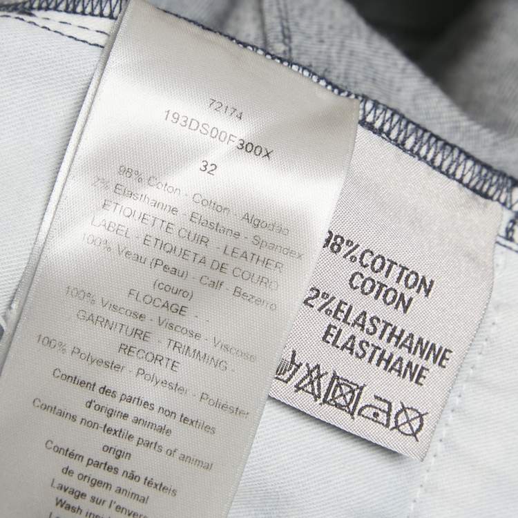 Pre Owned Dior Velvet Logo Embroidered Slim Fit Jeans M Waist 32 "