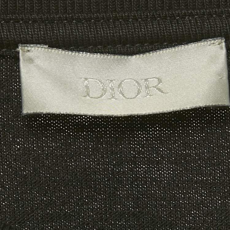 Pre Owned Dior X Hajime Sorayama Black Logo Embroidered Cotton Flower Patch T-Shirt XS